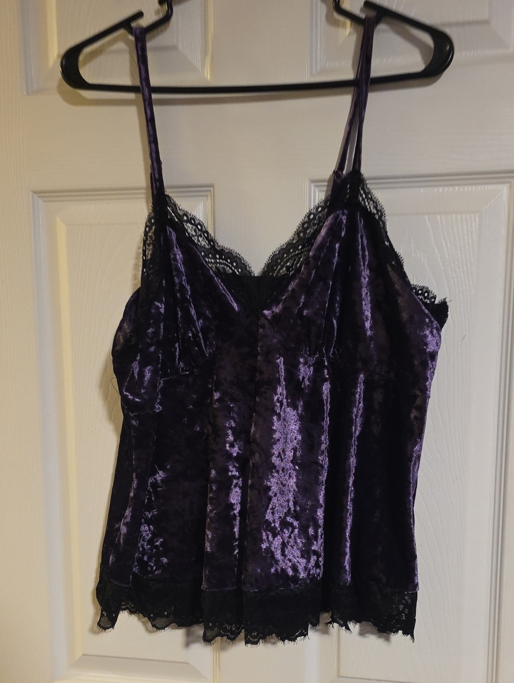 SHEIN Purple Velvet Lace-Trim Camisole